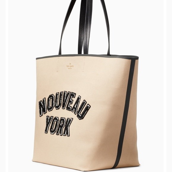 Limited Edition 🔥 Authentic Kate Spade L.edition cotton twill leather tote - Picture 2 of 8